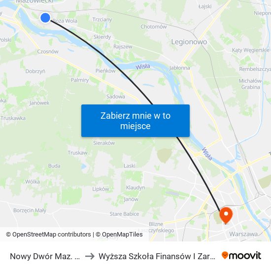 Nowy Dwór Maz. Morawicza 01 to Wyższa Szkoła Finansów I Zarządzania W Warszawie map