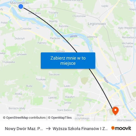 Nowy Dwór Maz. Paderewskiego 02 to Wyższa Szkoła Finansów I Zarządzania W Warszawie map