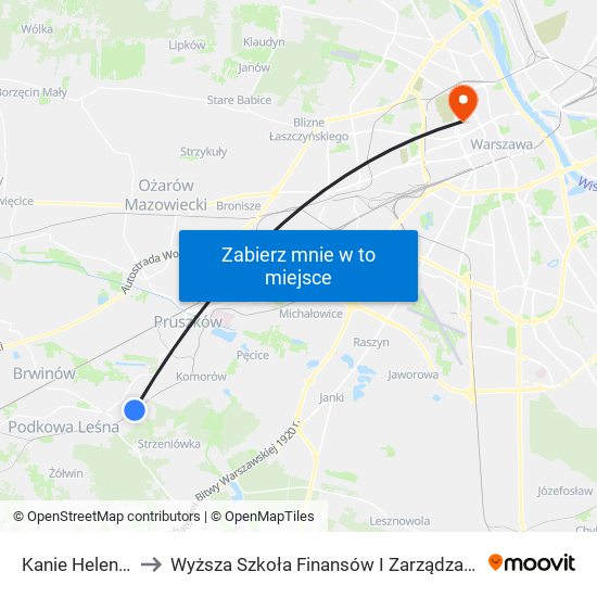 Kanie Helenowskie to Wyższa Szkoła Finansów I Zarządzania W Warszawie map