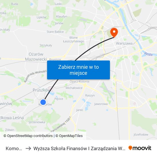 Komorów to Wyższa Szkoła Finansów I Zarządzania W Warszawie map