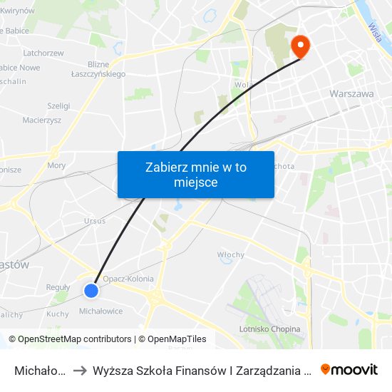 Michałowice to Wyższa Szkoła Finansów I Zarządzania W Warszawie map