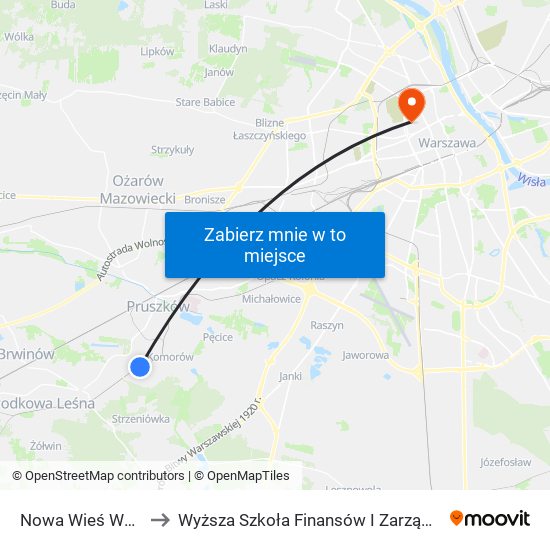 Nowa Wieś Warszawska to Wyższa Szkoła Finansów I Zarządzania W Warszawie map