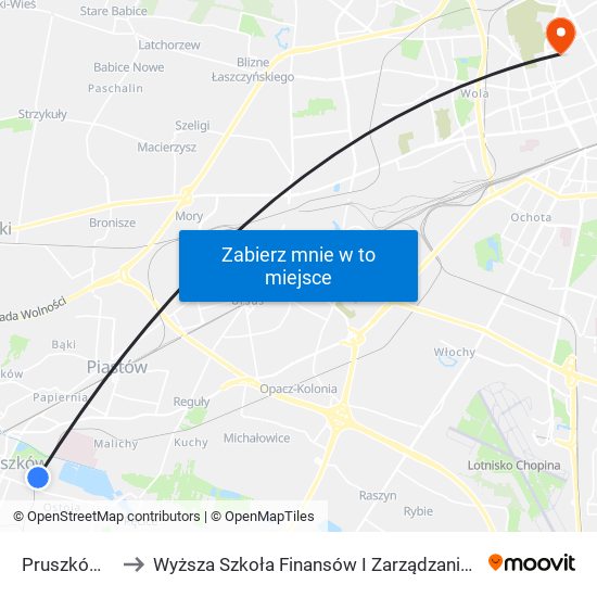 Pruszków Wkd to Wyższa Szkoła Finansów I Zarządzania W Warszawie map