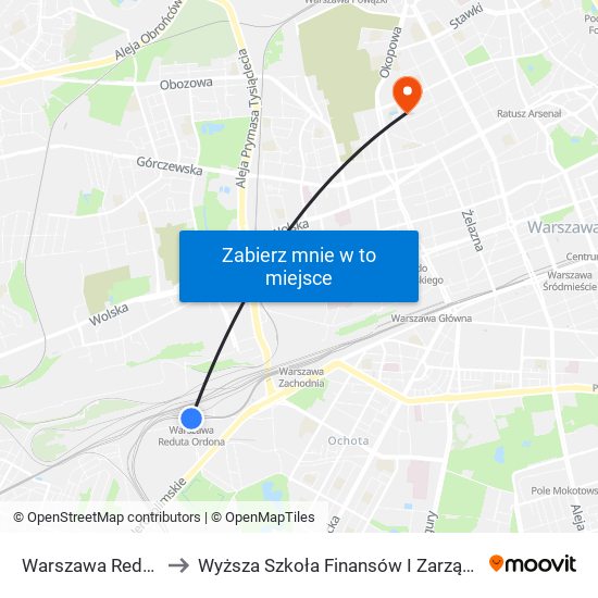 Warszawa Reduta Ordona to Wyższa Szkoła Finansów I Zarządzania W Warszawie map