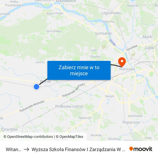 Witanów to Wyższa Szkoła Finansów I Zarządzania W Warszawie map