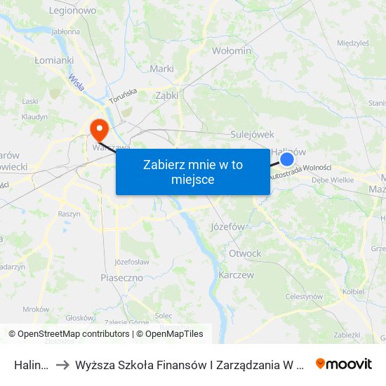 Halinów to Wyższa Szkoła Finansów I Zarządzania W Warszawie map