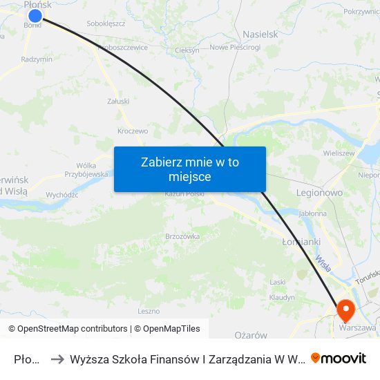 Płońsk to Wyższa Szkoła Finansów I Zarządzania W Warszawie map