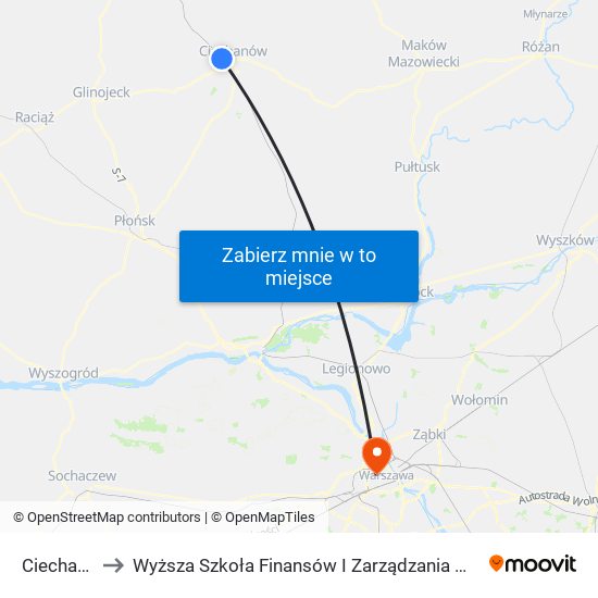 Ciechanów to Wyższa Szkoła Finansów I Zarządzania W Warszawie map