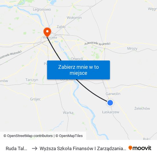 Ruda Talubska to Wyższa Szkoła Finansów I Zarządzania W Warszawie map