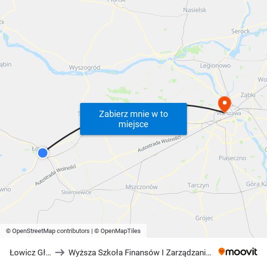 Łowicz Główny to Wyższa Szkoła Finansów I Zarządzania W Warszawie map