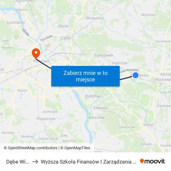 Dębe Wielkie to Wyższa Szkoła Finansów I Zarządzania W Warszawie map