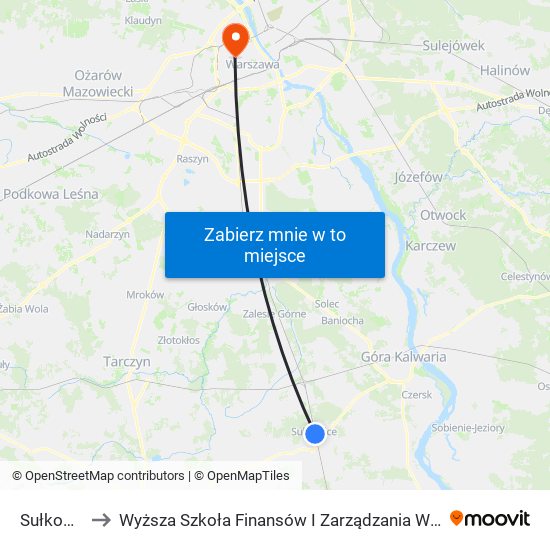 Sułkowice to Wyższa Szkoła Finansów I Zarządzania W Warszawie map