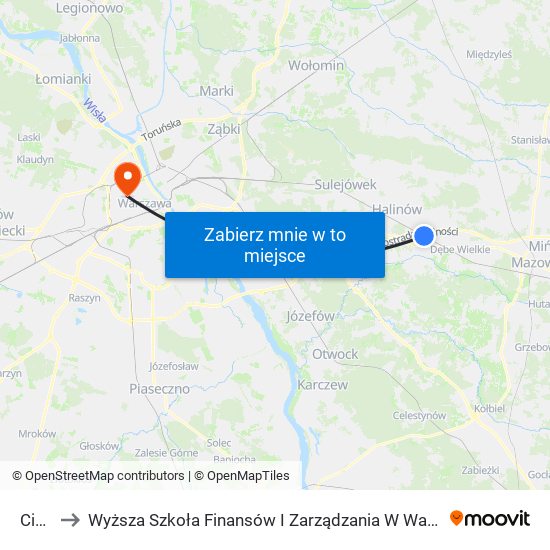 Cisie to Wyższa Szkoła Finansów I Zarządzania W Warszawie map