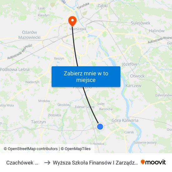 Czachówek Wschodni to Wyższa Szkoła Finansów I Zarządzania W Warszawie map