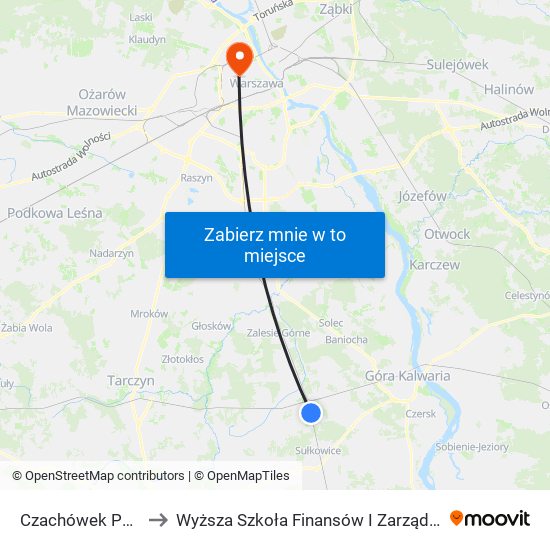 Czachówek Południowy to Wyższa Szkoła Finansów I Zarządzania W Warszawie map