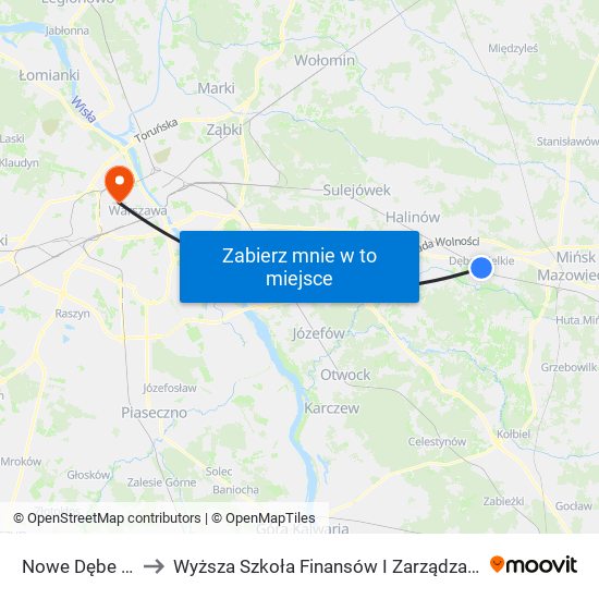 Nowe Dębe Wielkie to Wyższa Szkoła Finansów I Zarządzania W Warszawie map