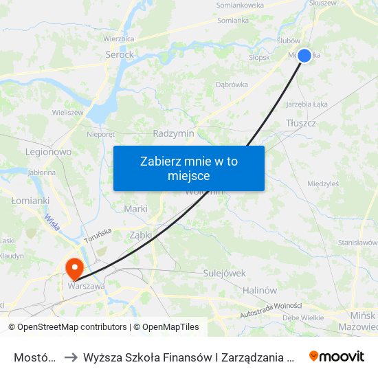 Mostówka to Wyższa Szkoła Finansów I Zarządzania W Warszawie map