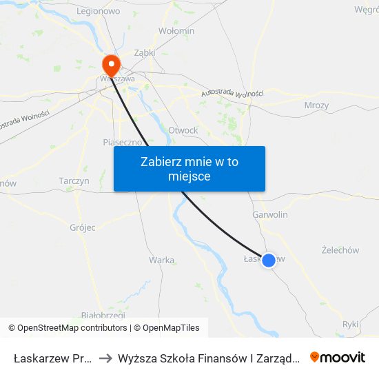 Łaskarzew Przystanek to Wyższa Szkoła Finansów I Zarządzania W Warszawie map