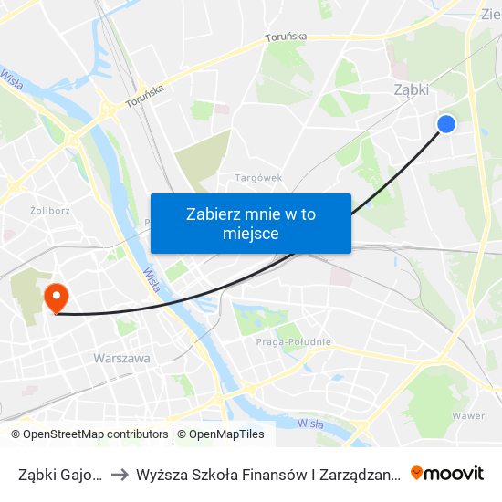 Ząbki Gajowa 01 to Wyższa Szkoła Finansów I Zarządzania W Warszawie map