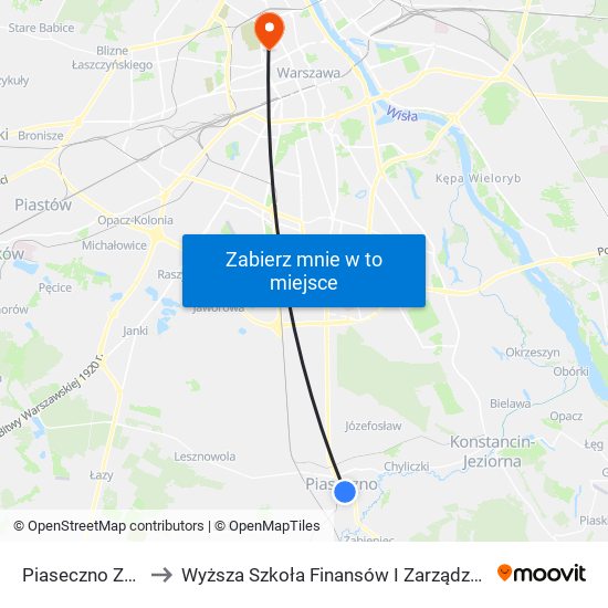 Piaseczno Zgoda to Wyższa Szkoła Finansów I Zarządzania W Warszawie map