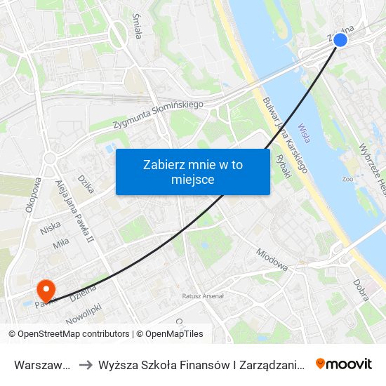 Warszawa Zoo to Wyższa Szkoła Finansów I Zarządzania W Warszawie map