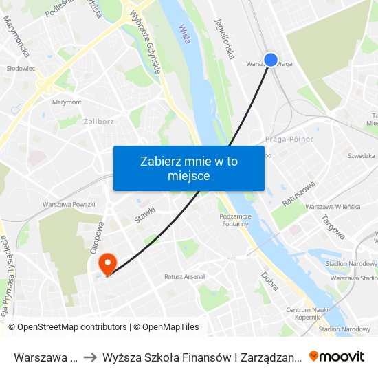 Warszawa Praga to Wyższa Szkoła Finansów I Zarządzania W Warszawie map