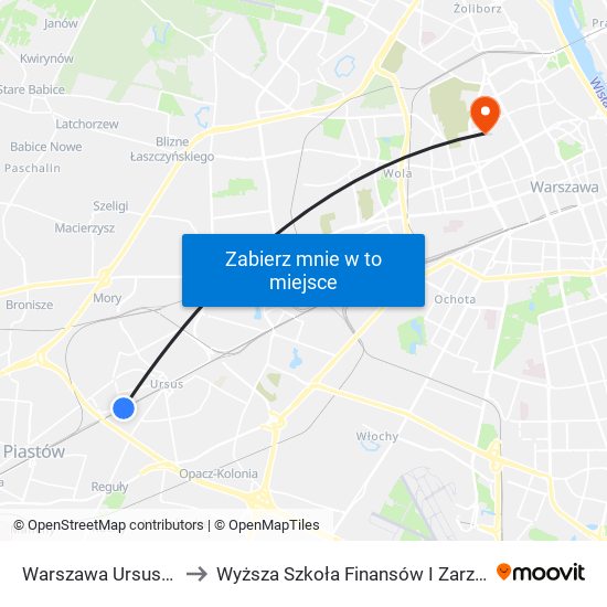 Warszawa Ursus Niedźwiadek to Wyższa Szkoła Finansów I Zarządzania W Warszawie map