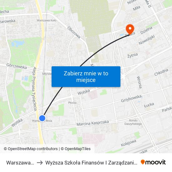 Warszawa Wola to Wyższa Szkoła Finansów I Zarządzania W Warszawie map