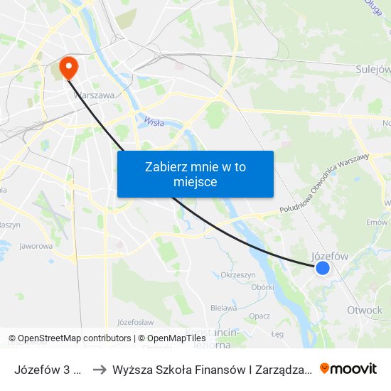 Józefów 3 Maja 02 to Wyższa Szkoła Finansów I Zarządzania W Warszawie map