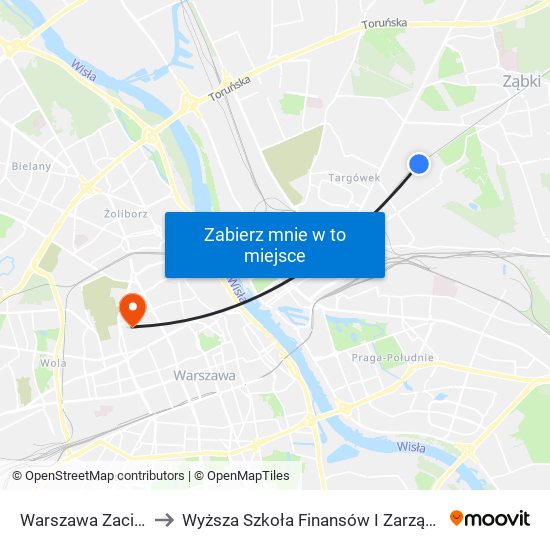 Warszawa Zacisze - Wilno to Wyższa Szkoła Finansów I Zarządzania W Warszawie map