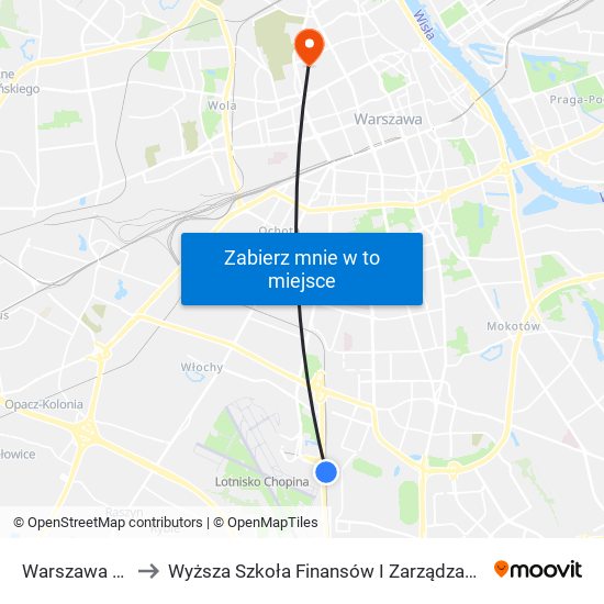 Warszawa Okęcie to Wyższa Szkoła Finansów I Zarządzania W Warszawie map