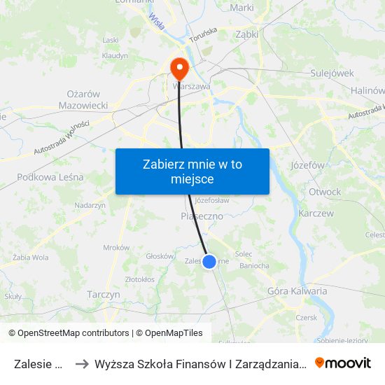 Zalesie Górne to Wyższa Szkoła Finansów I Zarządzania W Warszawie map