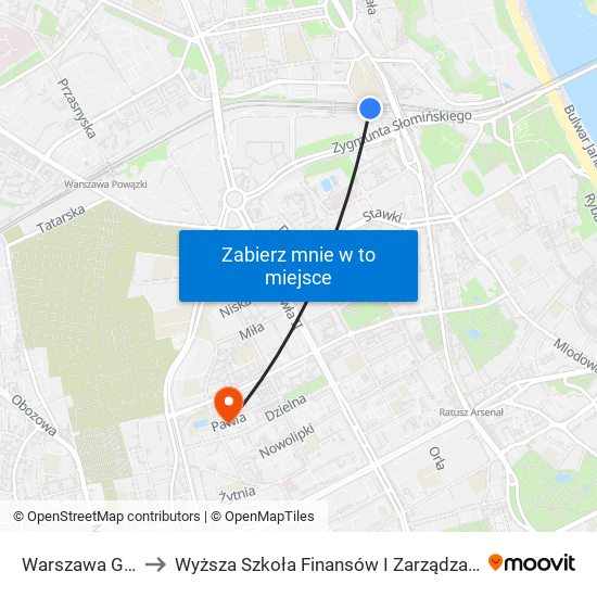 Warszawa Gdańska to Wyższa Szkoła Finansów I Zarządzania W Warszawie map