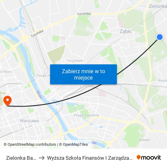 Zielonka Bankowa to Wyższa Szkoła Finansów I Zarządzania W Warszawie map