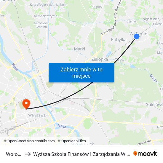 Wołomin to Wyższa Szkoła Finansów I Zarządzania W Warszawie map