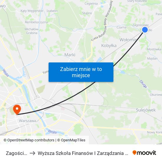 Zagościniec to Wyższa Szkoła Finansów I Zarządzania W Warszawie map