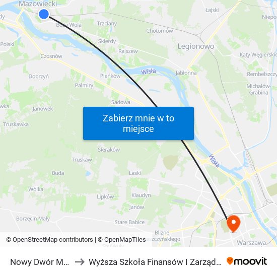 Nowy Dwór Mazowiecki to Wyższa Szkoła Finansów I Zarządzania W Warszawie map