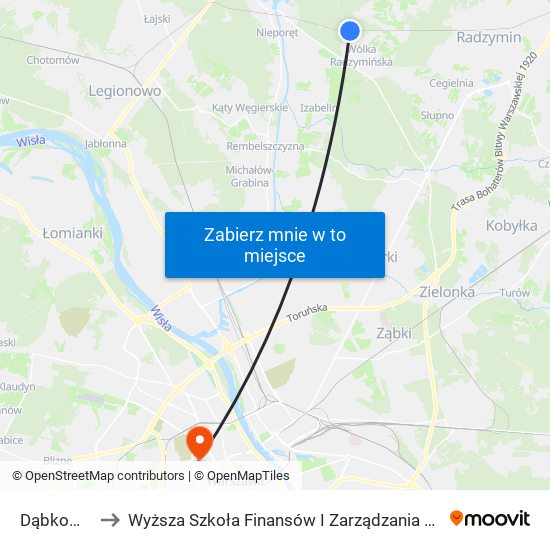 Dąbkowizna to Wyższa Szkoła Finansów I Zarządzania W Warszawie map