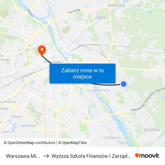 Warszawa Międzylesie to Wyższa Szkoła Finansów I Zarządzania W Warszawie map