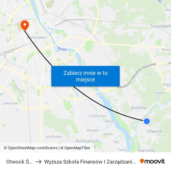 Otwock Świder to Wyższa Szkoła Finansów I Zarządzania W Warszawie map