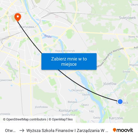 Otwock to Wyższa Szkoła Finansów I Zarządzania W Warszawie map