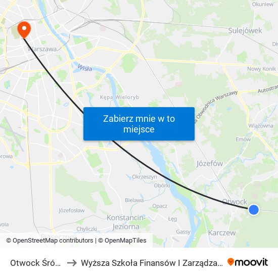 Otwock Śródborów to Wyższa Szkoła Finansów I Zarządzania W Warszawie map