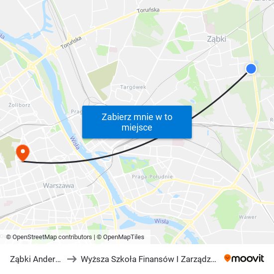 Ząbki Andersena 01 to Wyższa Szkoła Finansów I Zarządzania W Warszawie map