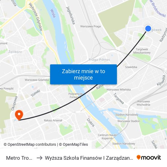 Metro Trocka 02 to Wyższa Szkoła Finansów I Zarządzania W Warszawie map