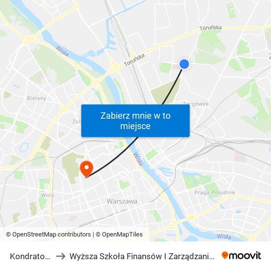 Kondratowicza to Wyższa Szkoła Finansów I Zarządzania W Warszawie map