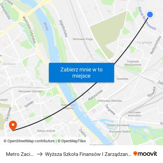 Metro Zacisze to Wyższa Szkoła Finansów I Zarządzania W Warszawie map