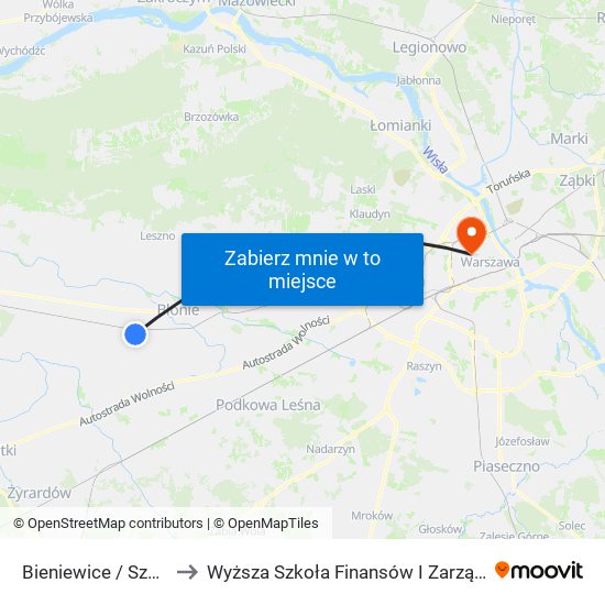 Bieniewice / Szkoła 01 (Nż) to Wyższa Szkoła Finansów I Zarządzania W Warszawie map