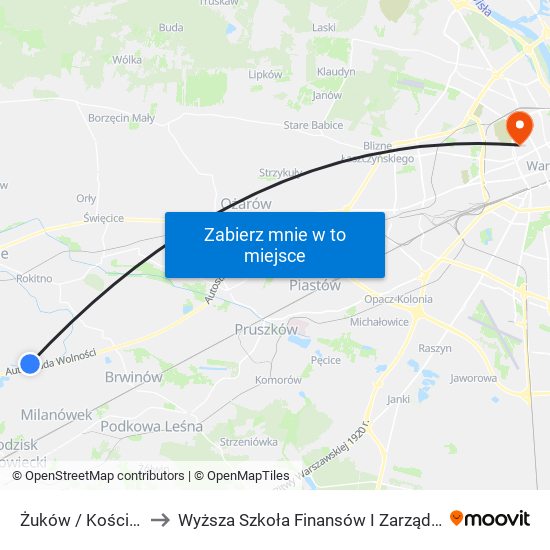 Żuków / Kościół to Wyższa Szkoła Finansów I Zarządzania W Warszawie map