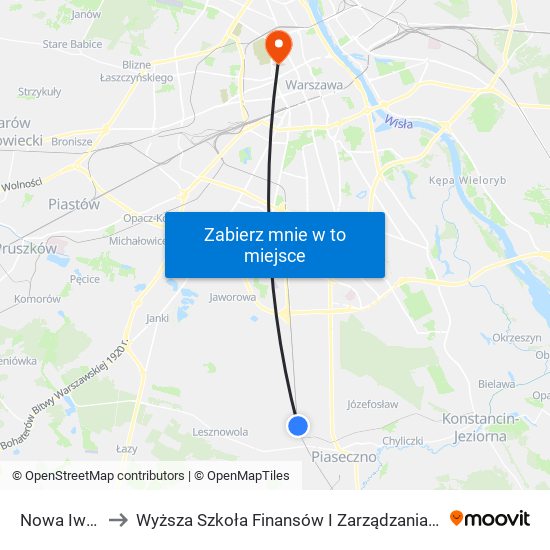 Nowa Iwiczna to Wyższa Szkoła Finansów I Zarządzania W Warszawie map