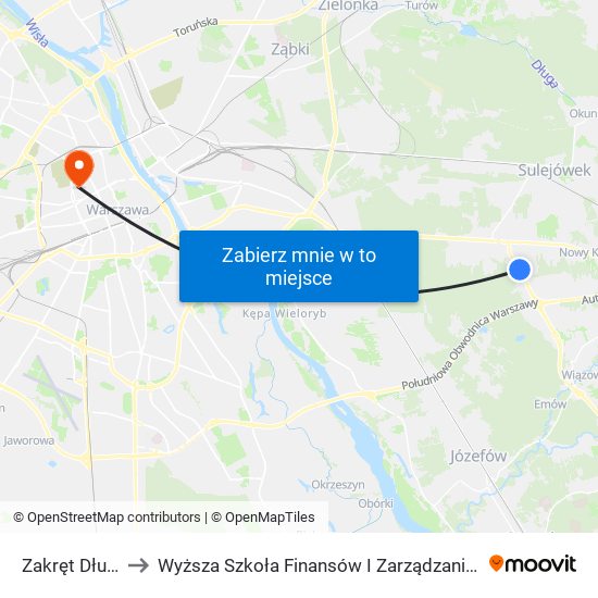 Zakręt Długa 01 to Wyższa Szkoła Finansów I Zarządzania W Warszawie map